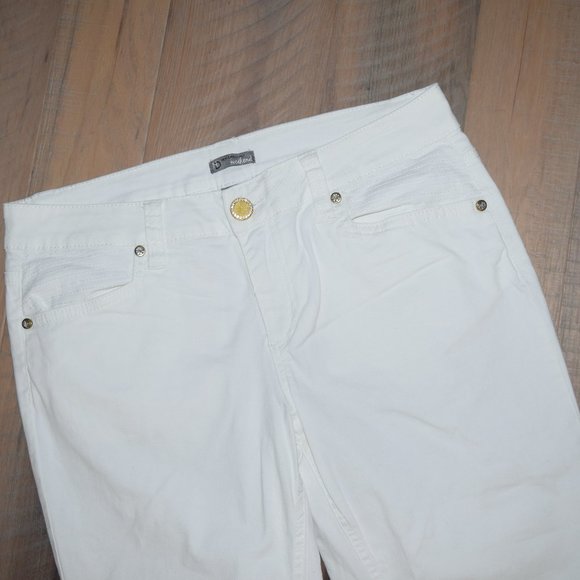 Women's 8 New Directions Weekend White Cropped Skinny Denim 22" Pants Jeans - Picture 5 of 8